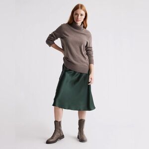 Quince 100% Washable Silk Skirt M Forest Green